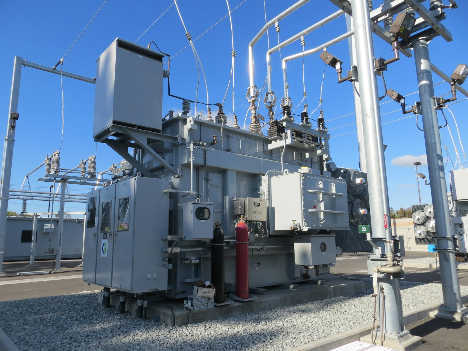 Transformer and electrical equipment at a utility substation